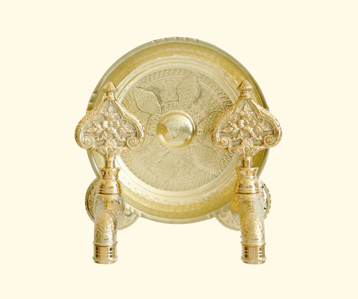 Double Ottoman Hamam Taps with Bath Bowl cover by gold