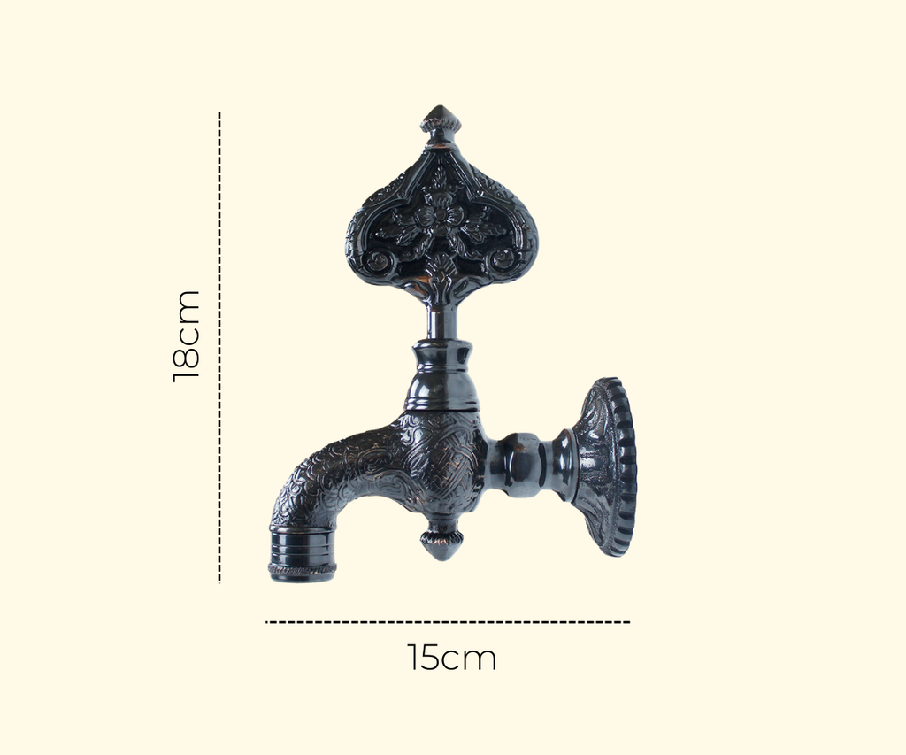 Double Ottoman Hamam Taps with Bath Bowl cover by black