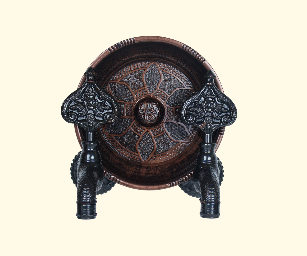 Double Ottoman Hamam Taps with Bath Bowl cover by black